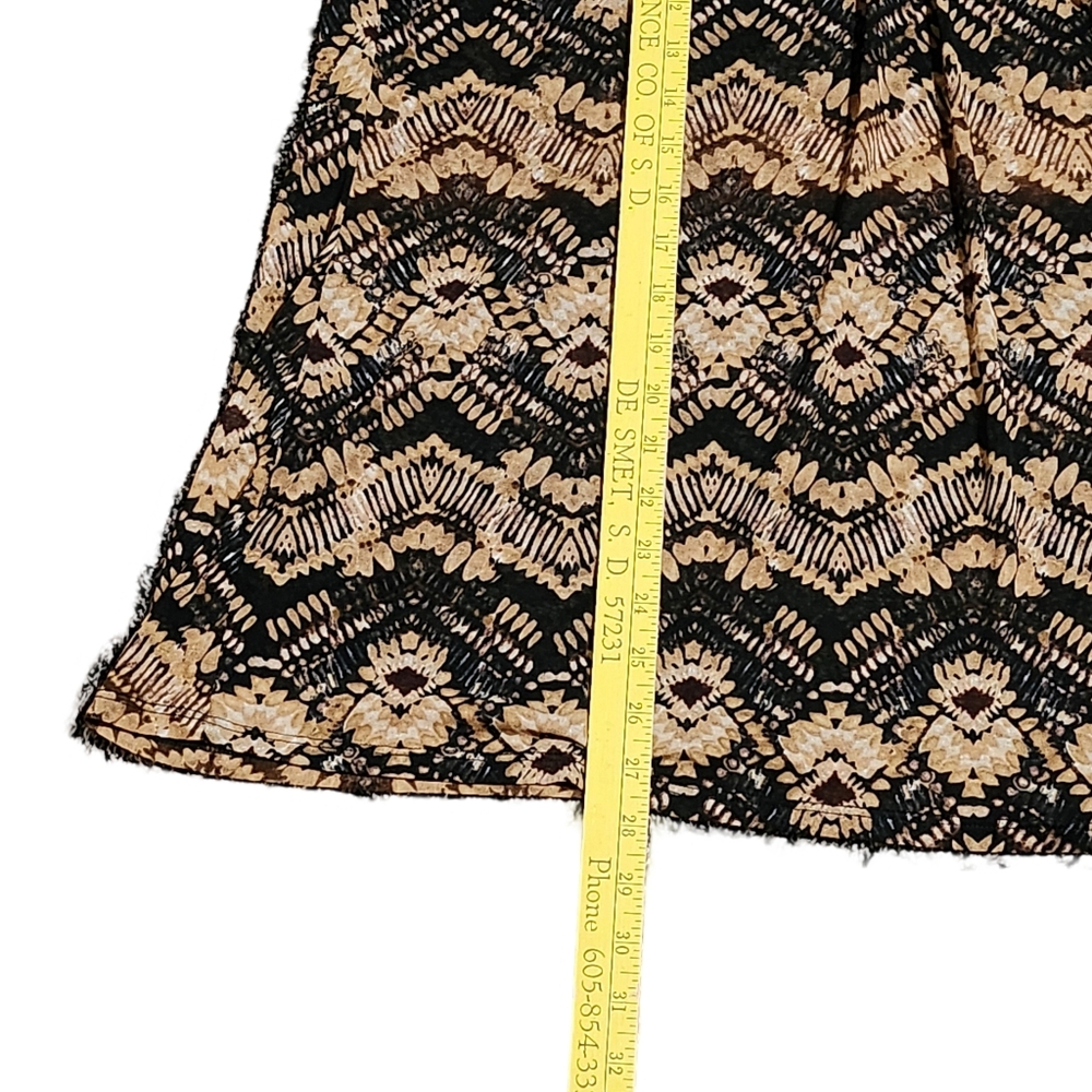 SUSAN GRAVER Abstract Print Blouse Womens Plus 1X Brown Black Sheer Tunic Top - Picture 11 of 14